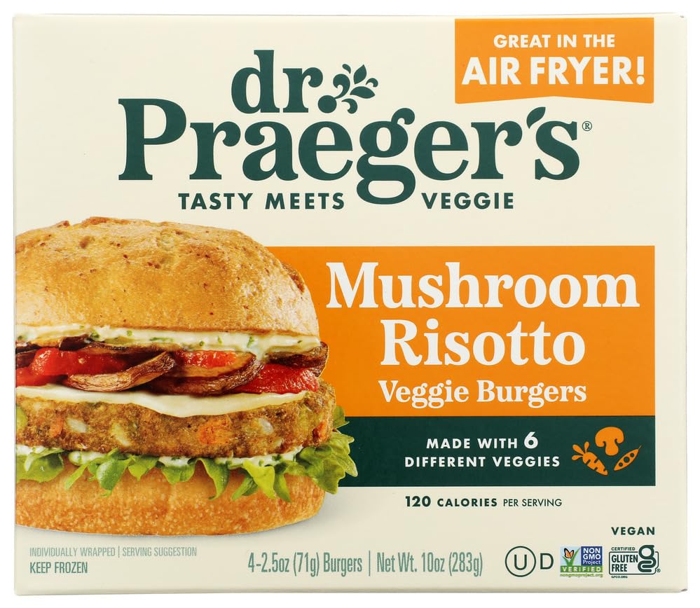 Dr. Praeger's, Mushroom Risotto Veggie Burgers, 2.5 Ounce, 4 Count
