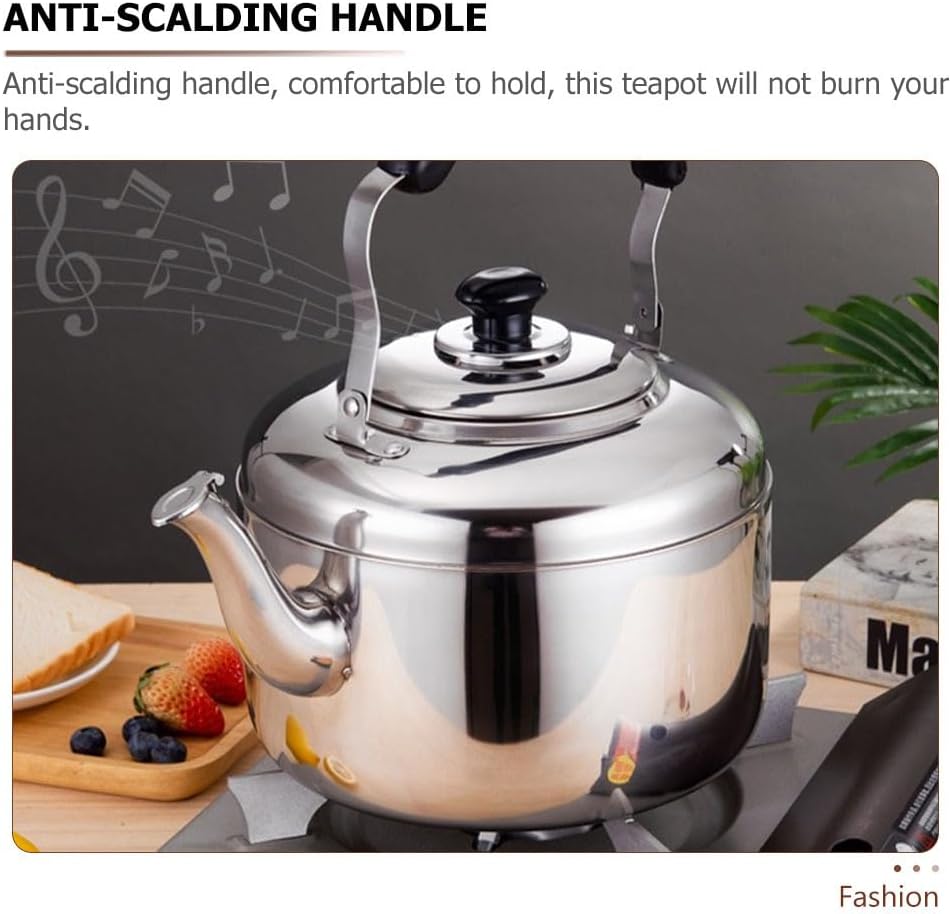 DOITOOL Stainless Steel Tea Kettle for Stove Top: Metal Teapot Water Kettle Water Tea Pots for Stove Top Camping Stove Gas Stove Water Kettle 4L