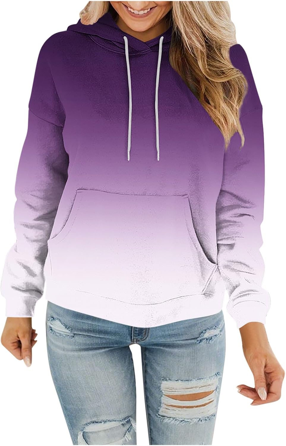 Women Gradient Color Oversized Hoodies Fashion Pullover Sweatshirts Comfort Sweatshirt Tops Fall Clothes