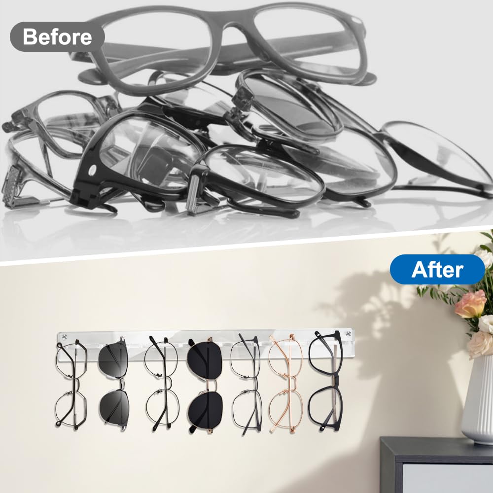 Soporte Gafas Acrílicos Pared 7 Pares Expositor Transparente