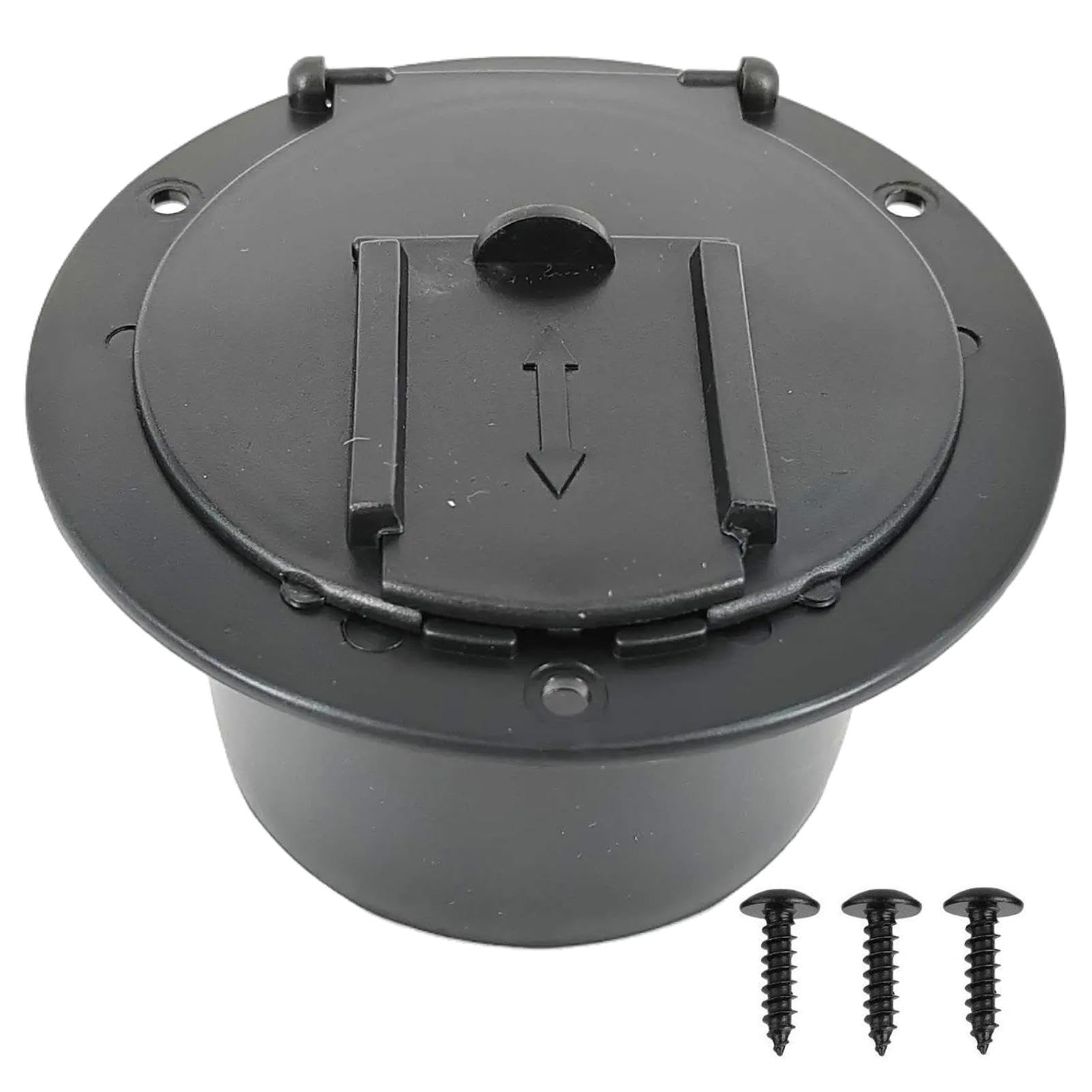 RV Power Cord Hatch - Black Round RV Cable Cover with Lid - RV Accessories Covered Power Cord Hatch, Cable Pass Through Screws for Camping Traveling