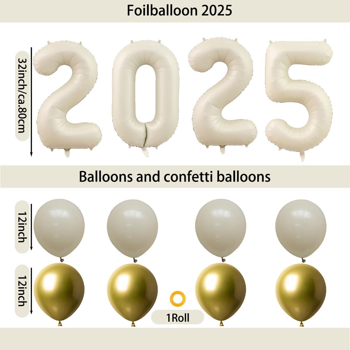 Hello 2026 Luftballon-Set Für Silvester – Gold, Silber & Roségold Zahlenballons & Banner