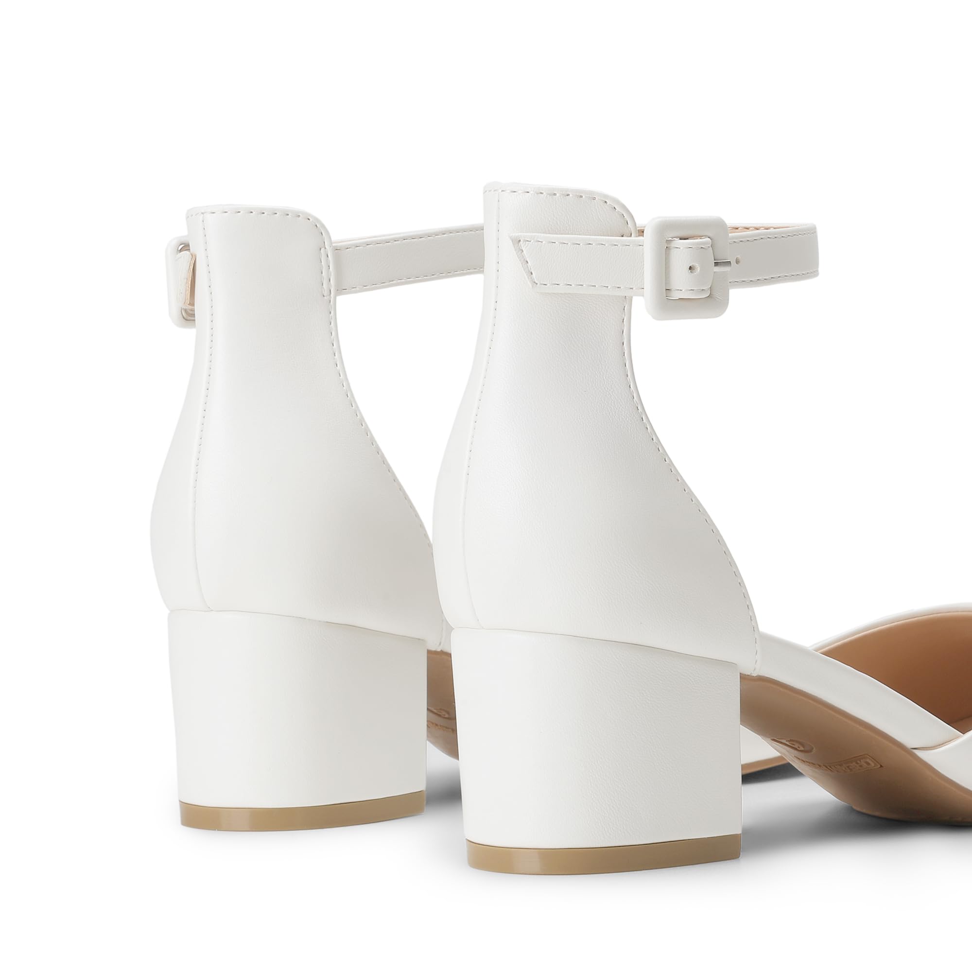 DREAM PAIRS Damen Pumps mit niedrigem Blockabsatz | Knöchelriemen und klobigem Absatz – ideal für festliche Anlässe, Hochzeiten, Büro und Party