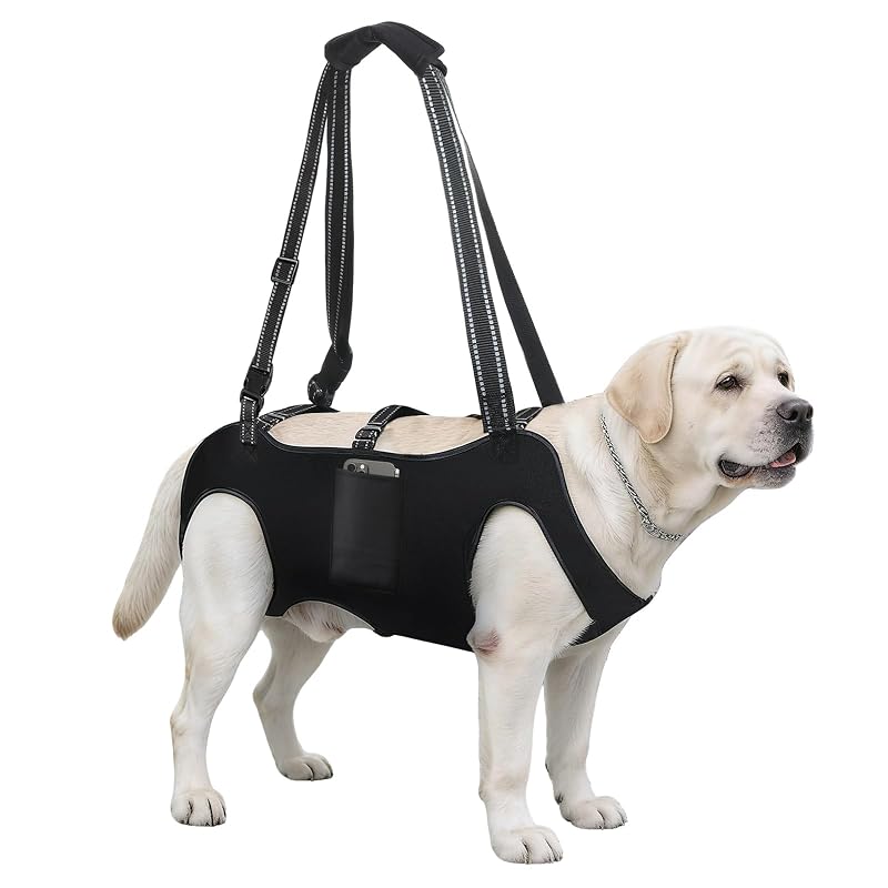 Peitoral Tipo Cabresto para Cães com Alça de Suporte, Bolso e Ajuste Completo INKNOTE XL Preto