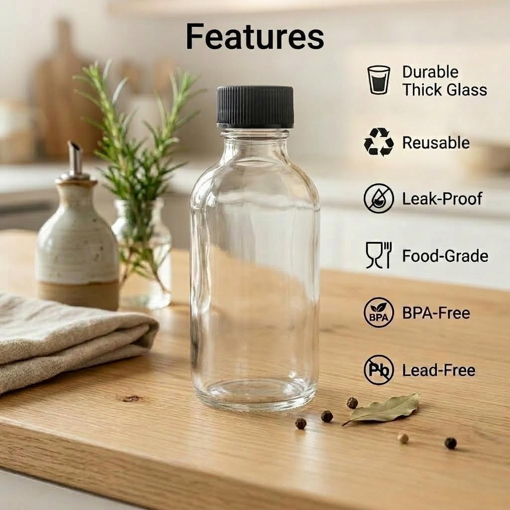 1 Oz(12 Pack) Glass Bottles With Black Cap For Essential Oils image 2