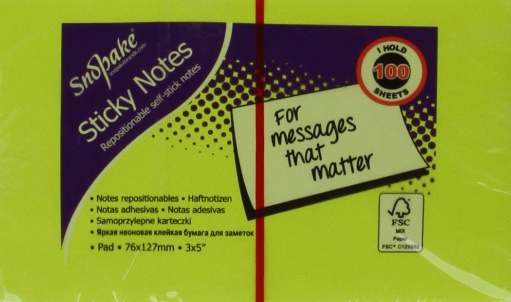 Snopake Sticky notes 127x76 neon 100 mix