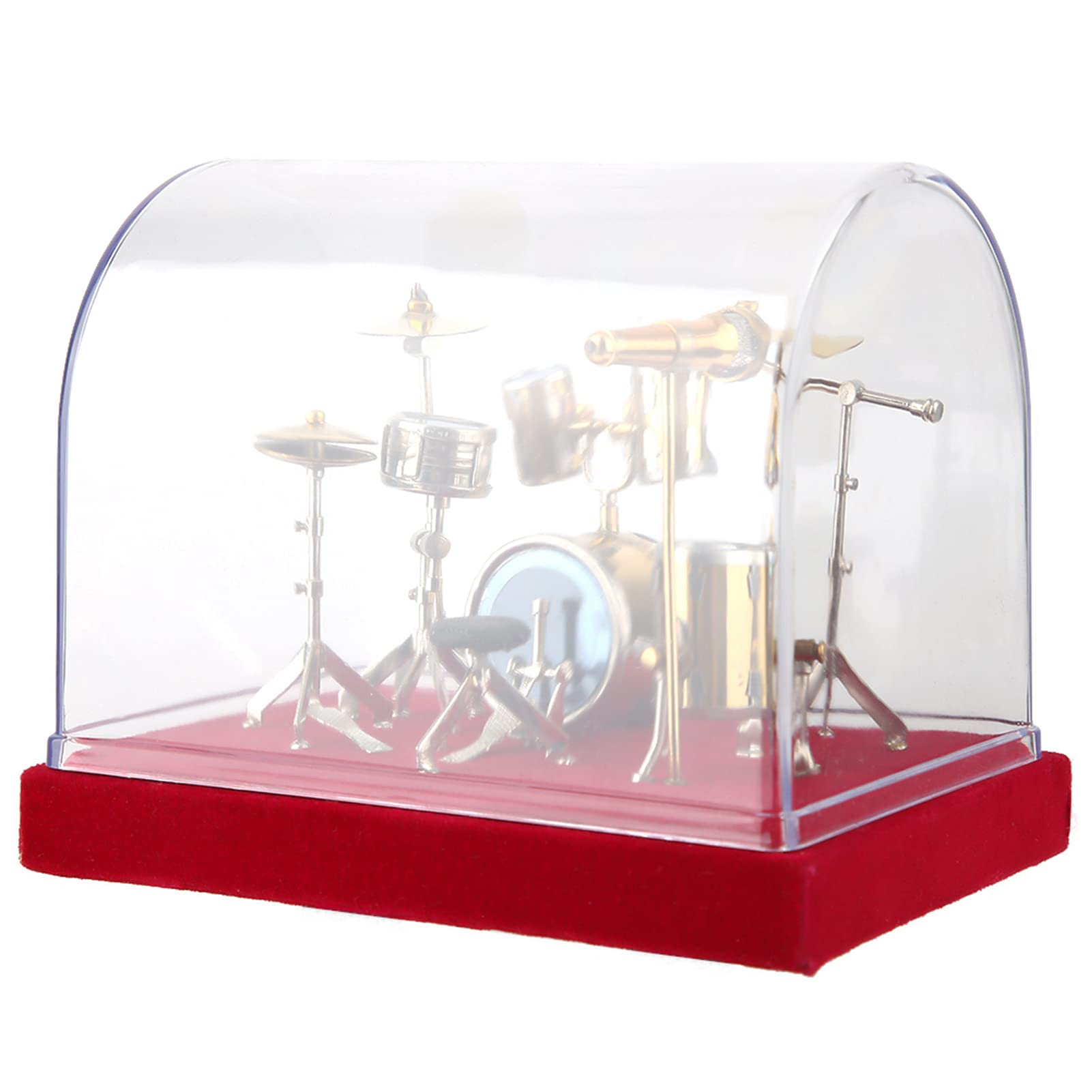 Modelo de Batería en Miniatura, Hermosa Decoración Hecha a Mano, Oficina en Casa, Material Duradero con Baño de Oro, Caja de Almacenamiento Incluida (14cm)