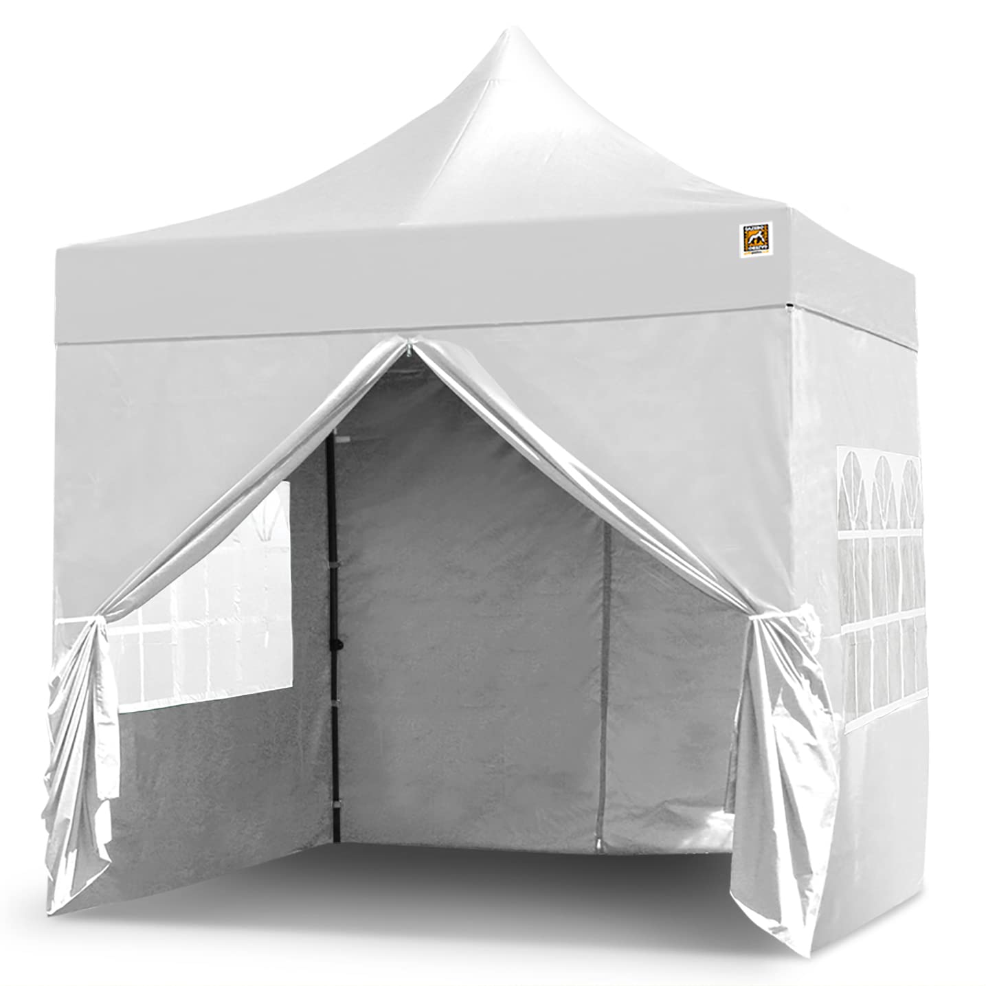 Gorilla Gazebo 2.5x2.5mtr Pop Up Commercial Grade Gazebo 4 Side Panels Leg Weights Peg Set Wheeled Carrybag (White)