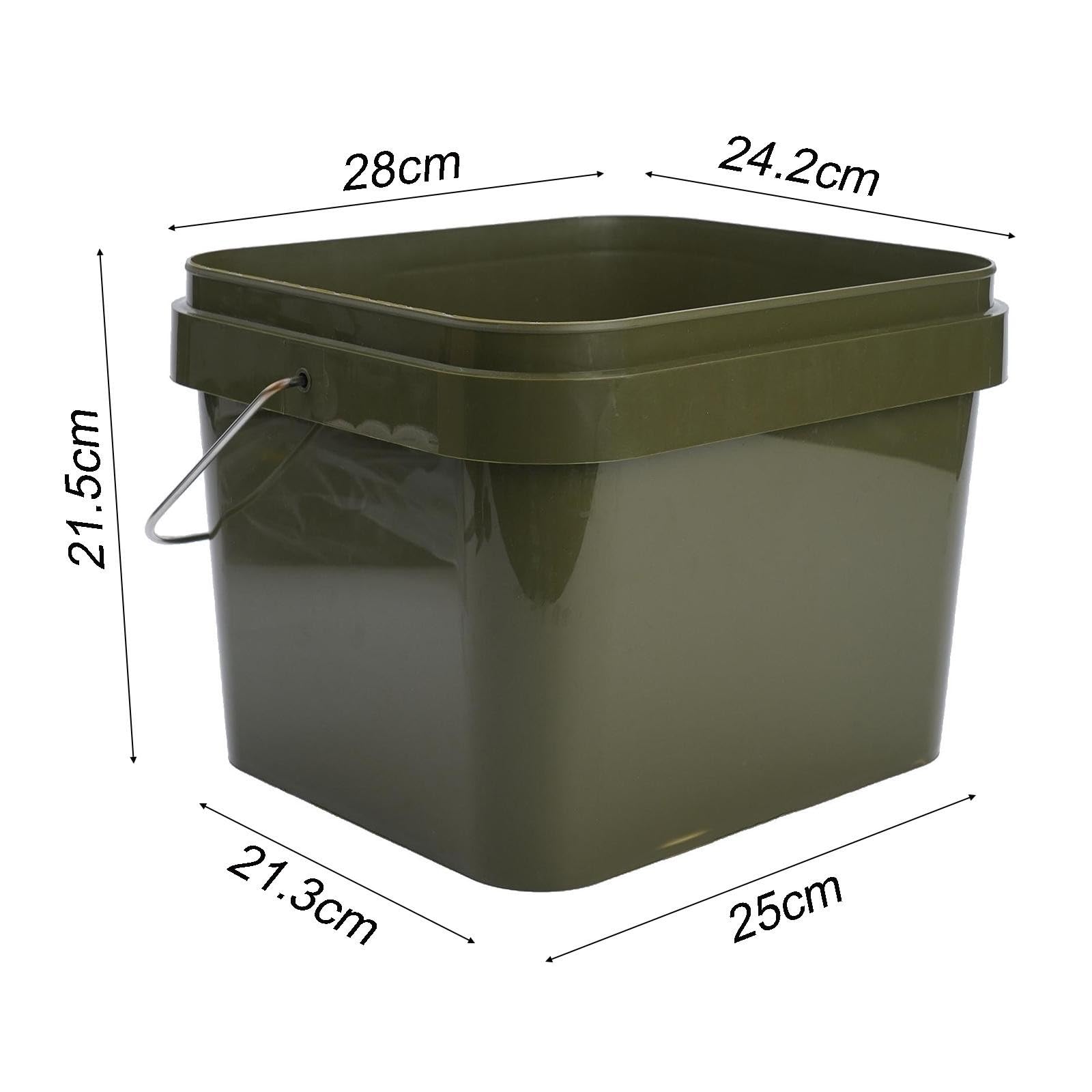 FACAIIO Seau à bouillettes carré pour pêche à la carpe - 10 l - 29 x 25 x 21 cm - Seau de mélange d'aliments avec compartiment intérieur amovible en 3 parties - Construction PP - Noir