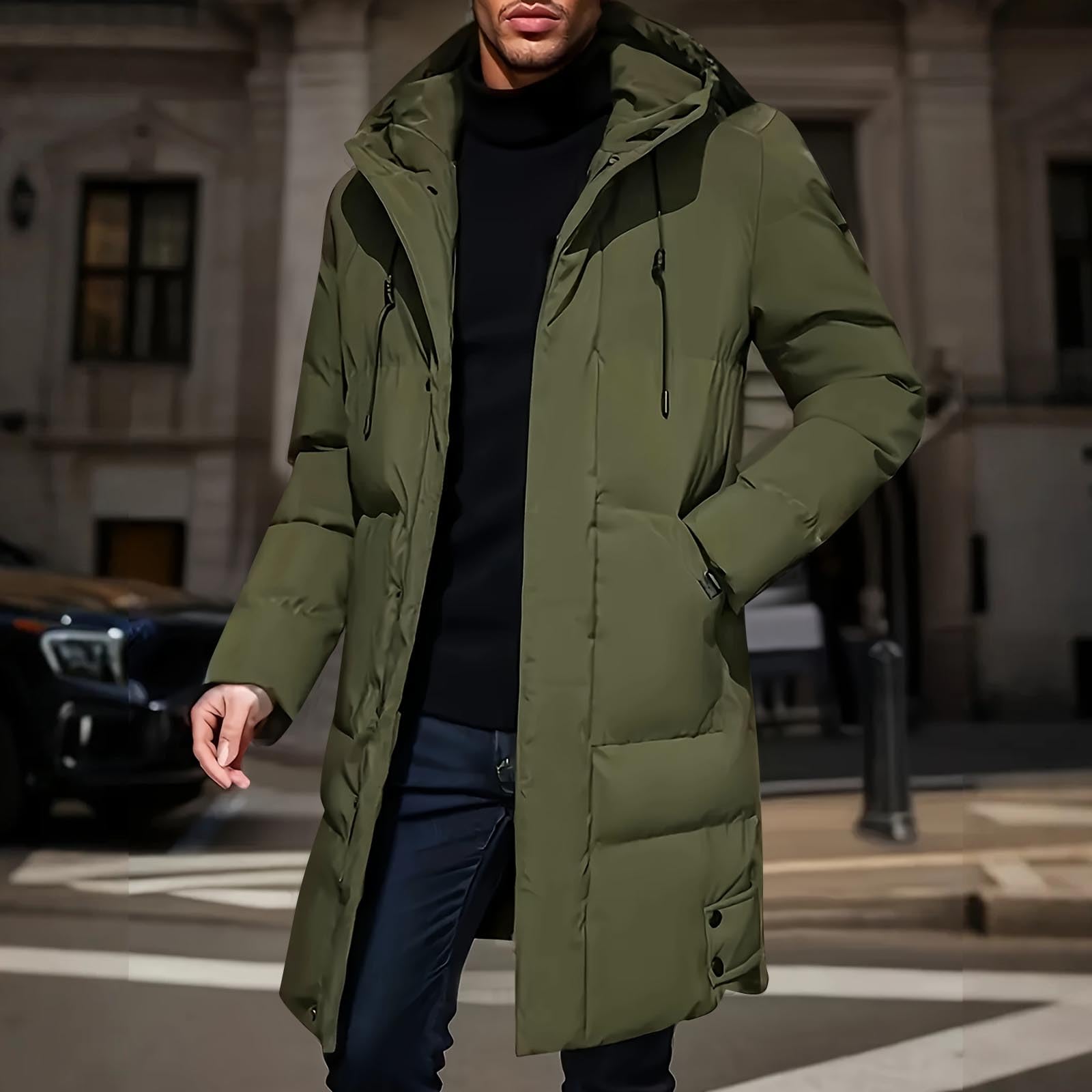 SOOUICKER Warme Winterjacke Herren Lang Steppjacke mit Kapuze Puffer Jacke Winter Steppmantel Wintermantel Warm Parka Outdoor Mantel Modern Mittellang