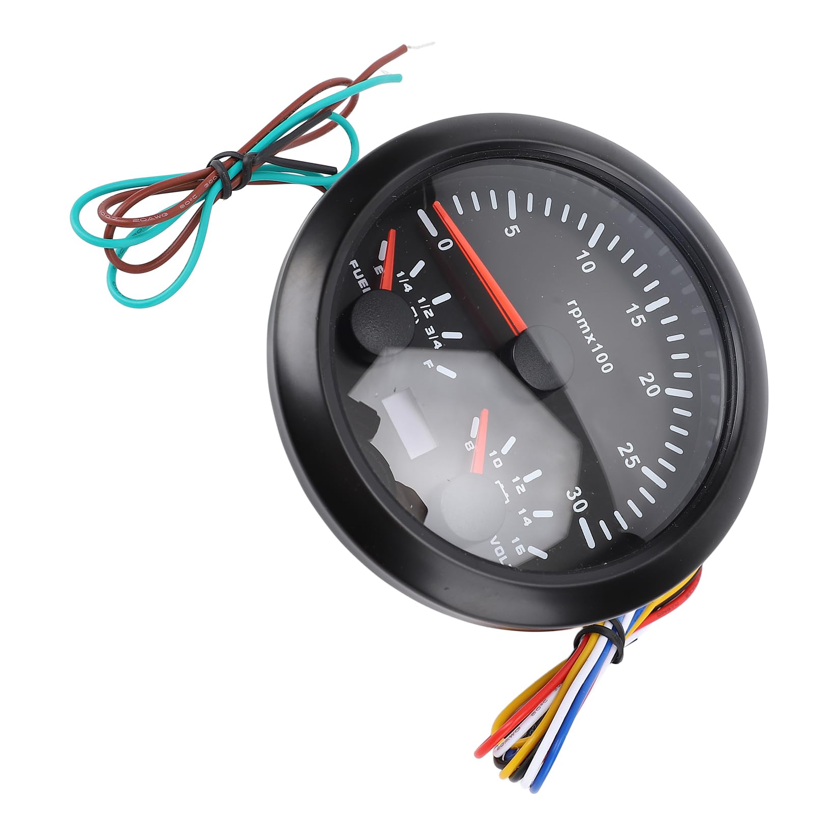 aqxreight 85 Mm Morski Tachometr 85 Mm Tachometr łodzi 3 w 1 Prędkościomierza 3000 Rpm Wskaźnik Napięcia Napięcia z 7 Kolorami Podświetlenie dla Ciężarówki RV Motocykl (aqxreightuap7gvo1th-12)