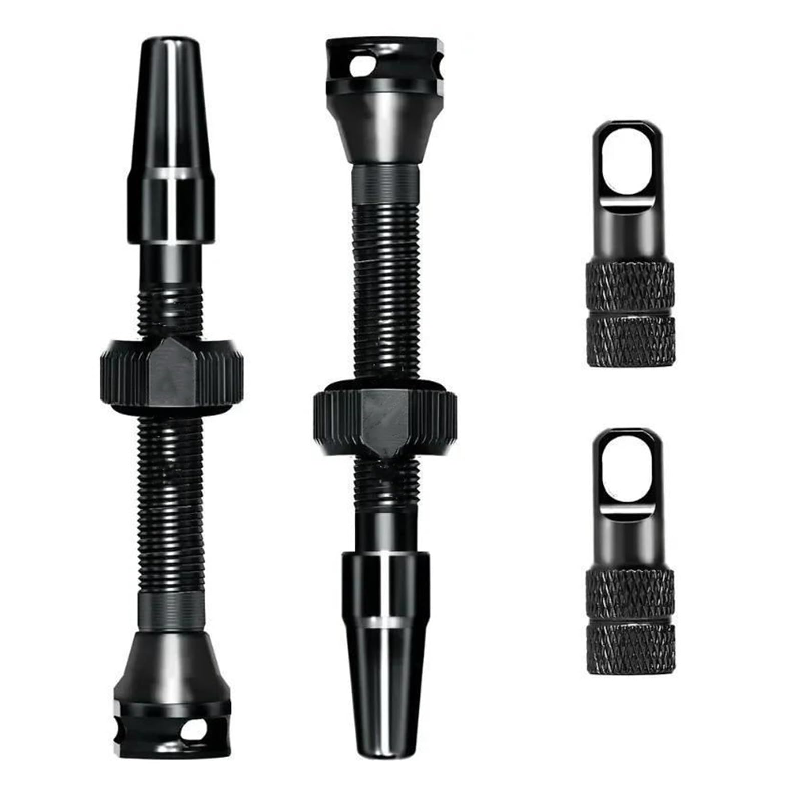 Valvola Presta francese (FV) ugello di gonfiaggio dell'aria, in alluminio CNC per pneumatici tubeless/aspirapolvere per mountain bike (nero, 60 mm)