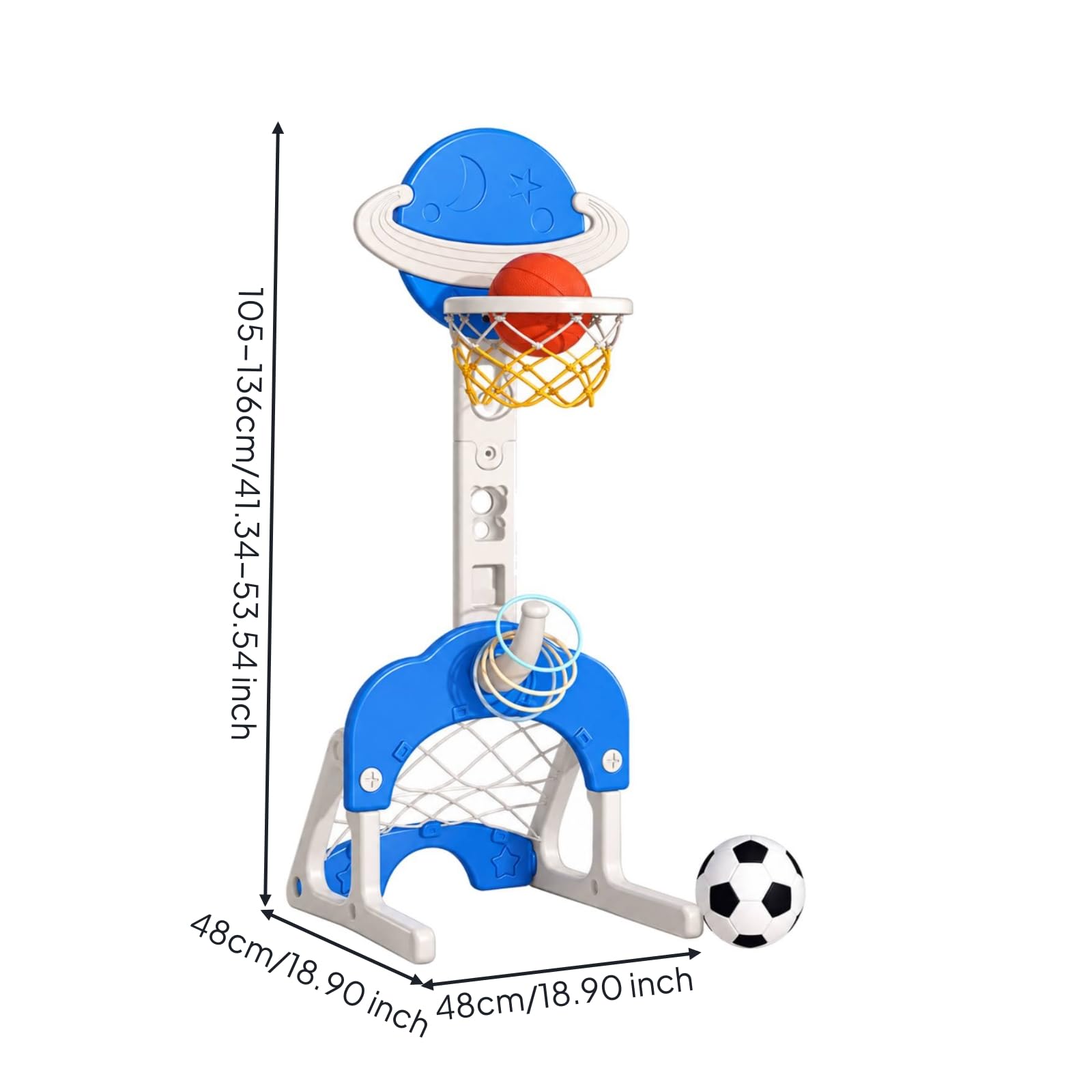 predolo da Basket Regolabile per Bambini Stabile da Basket con Tabellone a Tema Planetario Robusto Stazione di Gioco