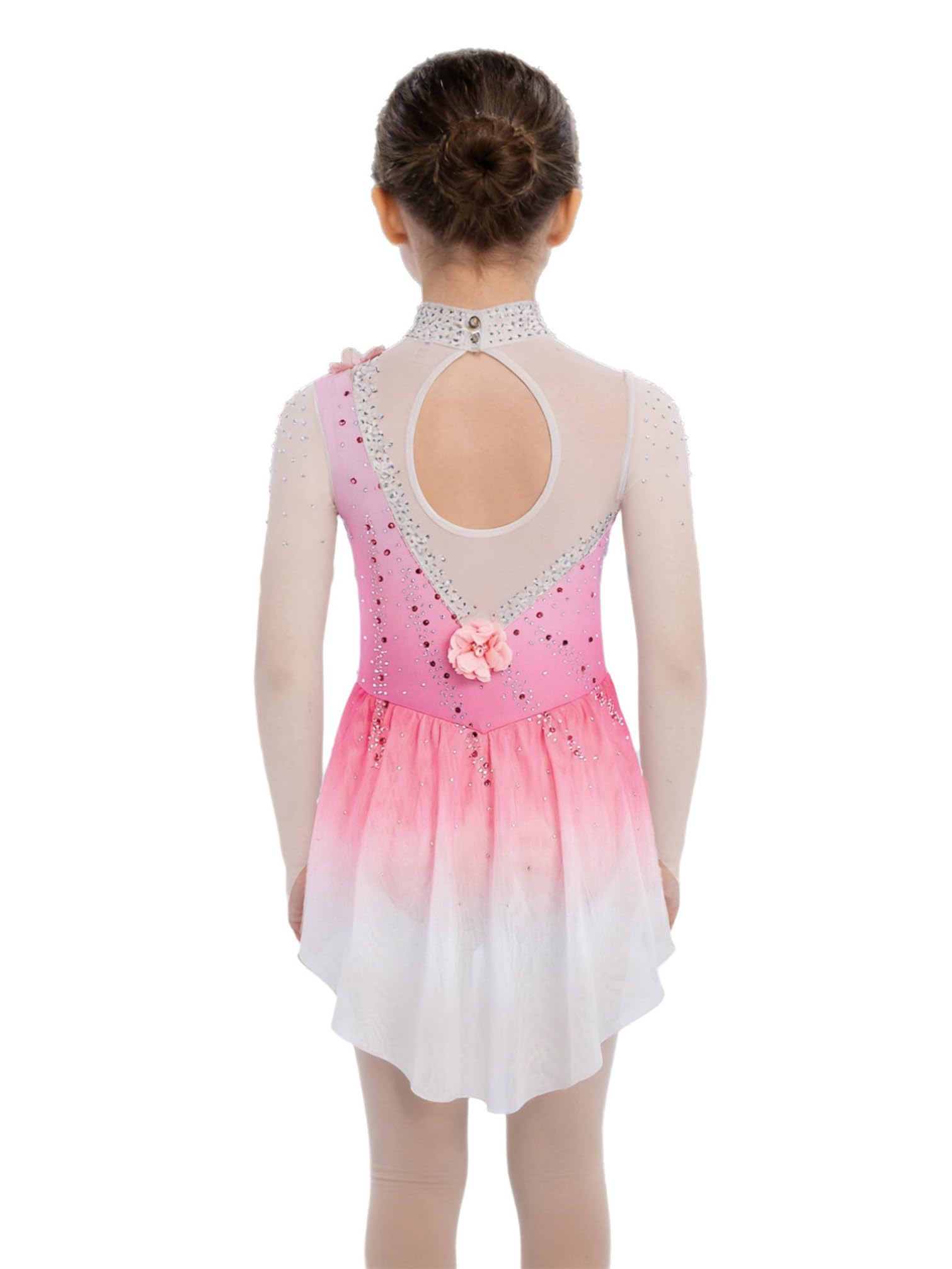 iiniim Abito da Pattinaggio Artistico per Bambina Body con Gonna da Balletto in Tulle Abito da Ginnastica Ritmica Costume da Gara di Danza