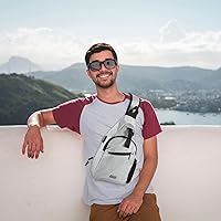 Vista 12 de AMJ Bolso bandolera para hombres y mujeres, mochila de hombro casual, mochila de pecho para senderismo y viajes