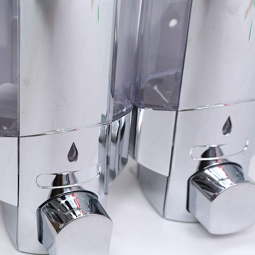 Dispensador de jabón, 300 ml x 2 bombas de pared manual de gel cromado, dispensador de jabón para cocina, baño, oficina, hospital, hotel, restaurante