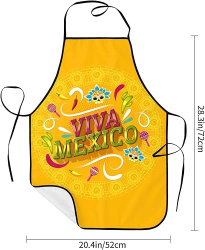 Miniatura 5 de Viva Mexico - Delantales para el Día de la Independencia Mexicana de la Cocina de Chef Impermeable Ajustable Divertido Delantal para Barbacoa con