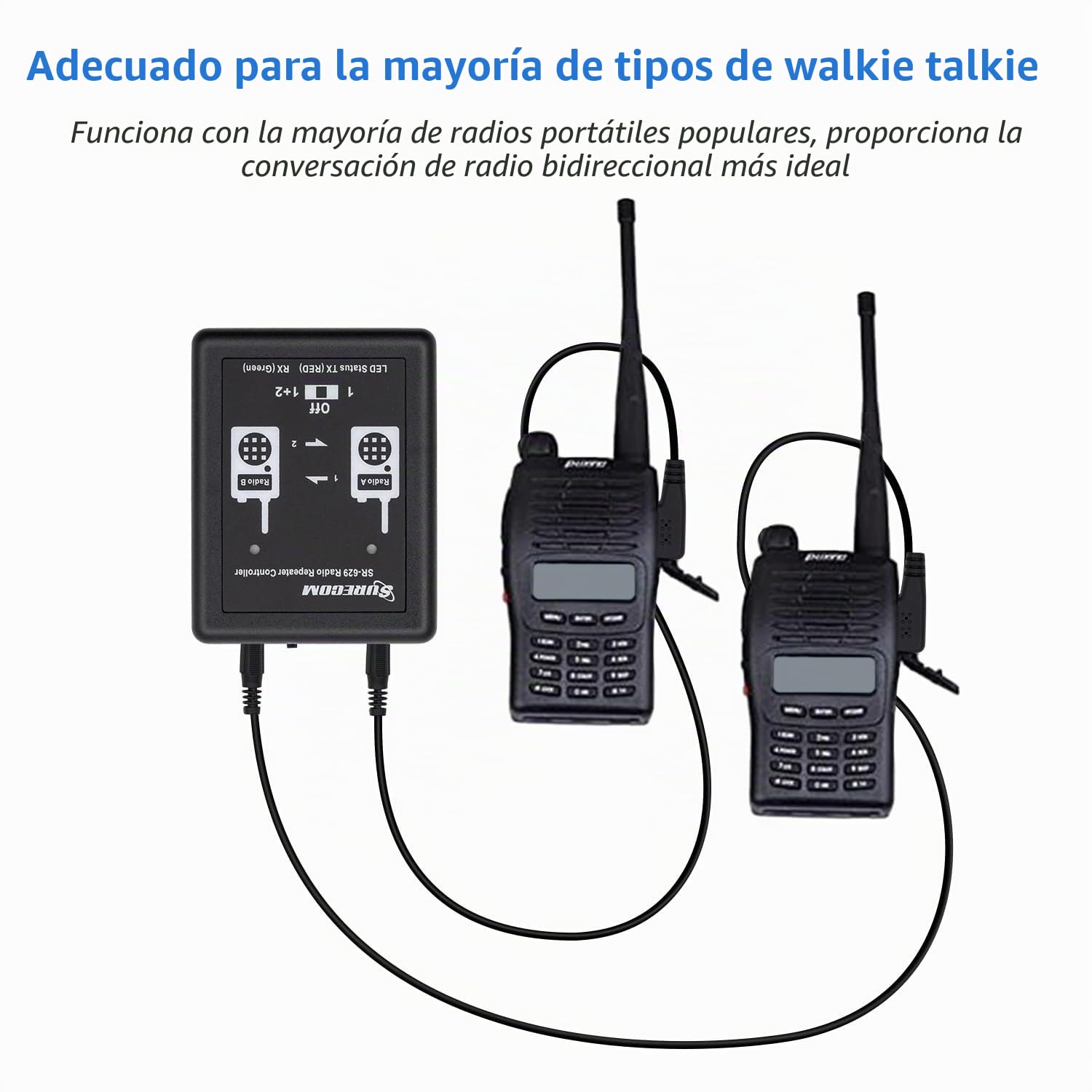Gam3Gear Surecom SR-629 2 en 1 dúplex Controlador de Radio-repetidor de Banda Cruzada Radio Cable para walkie Talkie