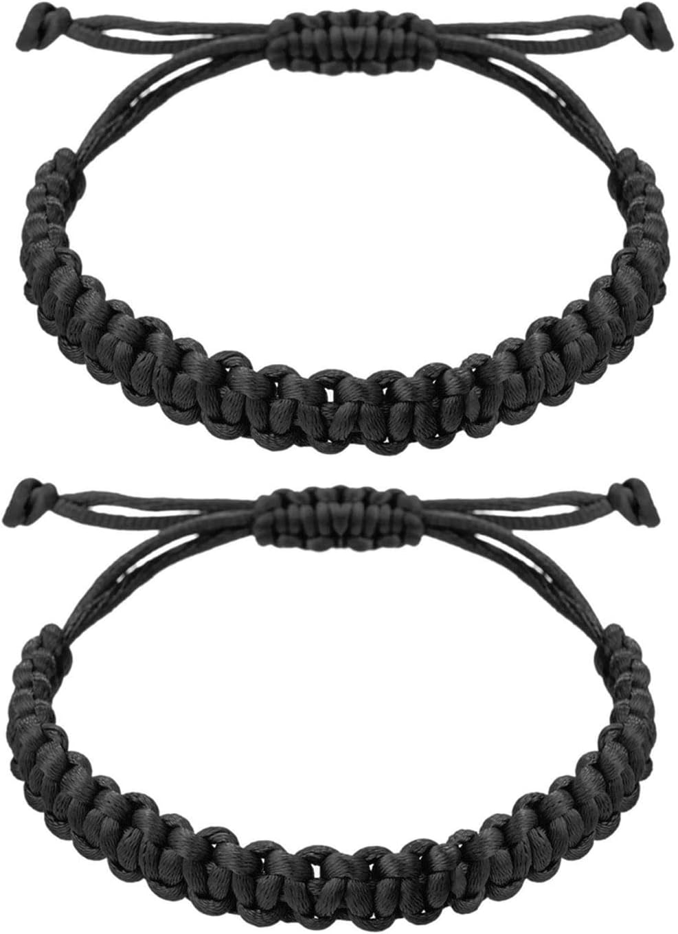 kelistom Handmade Buddhist String Bracelets for Women Men Tibetan Adjustable Woven Rope Bracelet for Protection and Luck, Red and Black, 2or 6 pcs/set