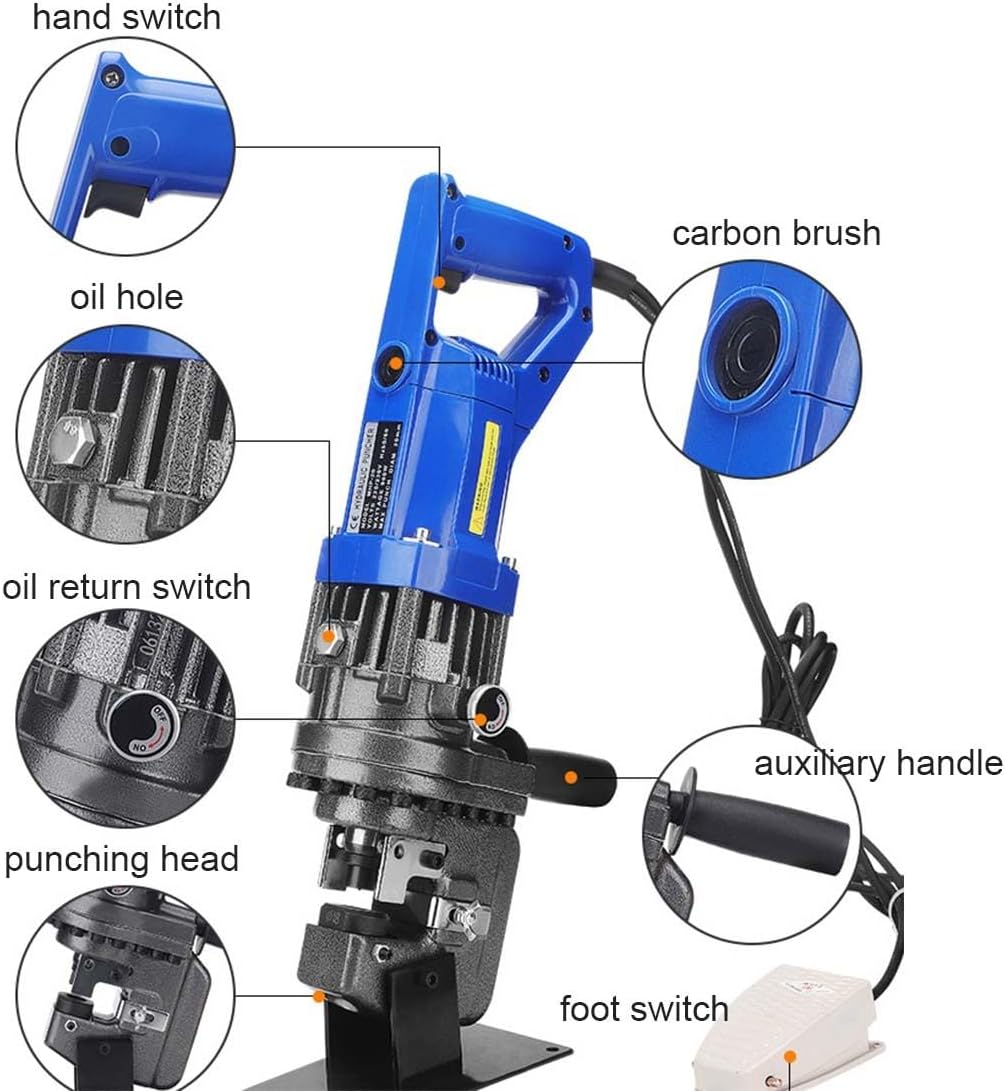 210V~230V 1300W/1800W Electric Hydraulic Hole Puncher, Electric Hydraulic Hole Punching Tool, Channel Steel Angle Steel Hydraulic Punch, for Steel, Iron, Aluminum, Copper 1300W