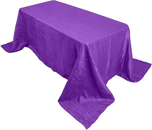 Efavormart - Mantel rectangular de tafetán arrugado de acordeón morado de 90 x 132 pulgadas, perfecto para ceremonias de boda, fiestas, ocasiones de