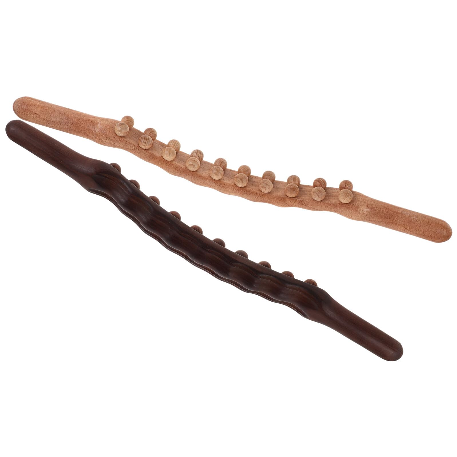 Massagestab mit Doppelter Reihe 2 Stück aus Karbonisiertem Holz Handlicher Gua Sha Roller für Rückenmuskulatur und Hautpflege für Tägliche Anwendung zu Hause