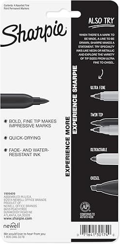 Miniatura 6 de "Sharpie Fine Point Permanent Markers 4/Pkg-Red, Blue, Black, Green"