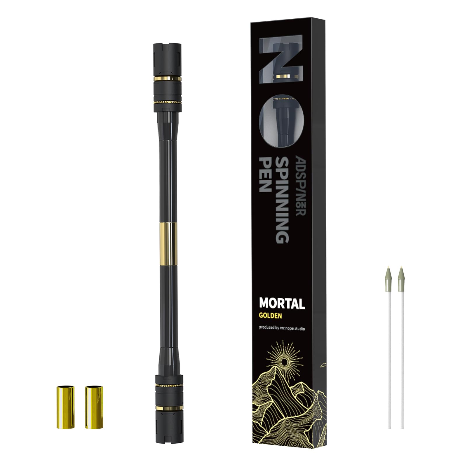 ADSPINZOR Mortal Spinning Pen Mod by Mr. Nope Professional Trick Pen for Tricks & Relief Anti-Slip, Long, Gold