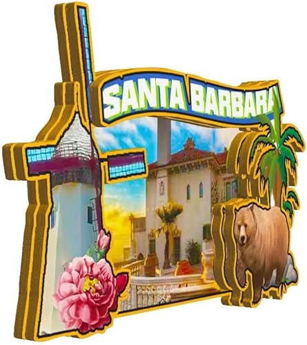 Miniatura 2 de Imán de madera para nevera de Santa Bárbara California USA Monumentos 3D de viaje coleccionables, decoración hecha a mano, 1802