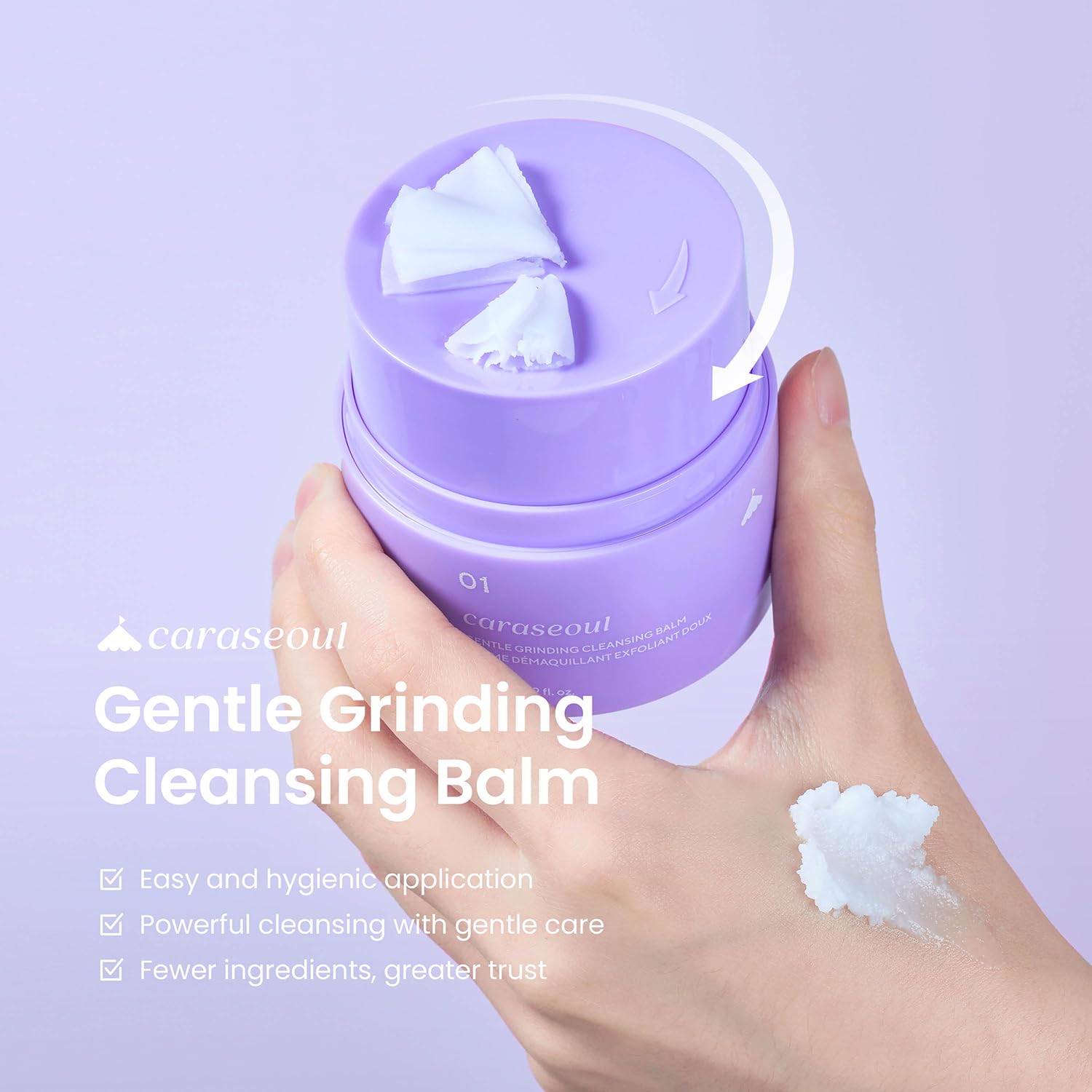 caraseoul Gentle Grinding Cleansing Balm Makeup Remover with BHA Salicylic Acid & Bakuchiol, Vegan, Non-Greasy Texture, Cleansing Oil Travel Size, Korean Skin Care, For All Skin Type (50ml/1.69 fl.oz) - Image 2