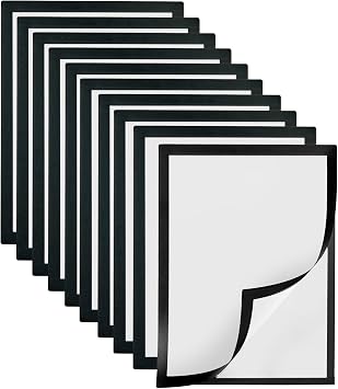 10 Pack Sign Holder 8.5 x 11Inch,Self-Adhesive Magnetic Wall Mount Sign Holder,Magnetic Document Holder for Wall Window Office Poster Store.