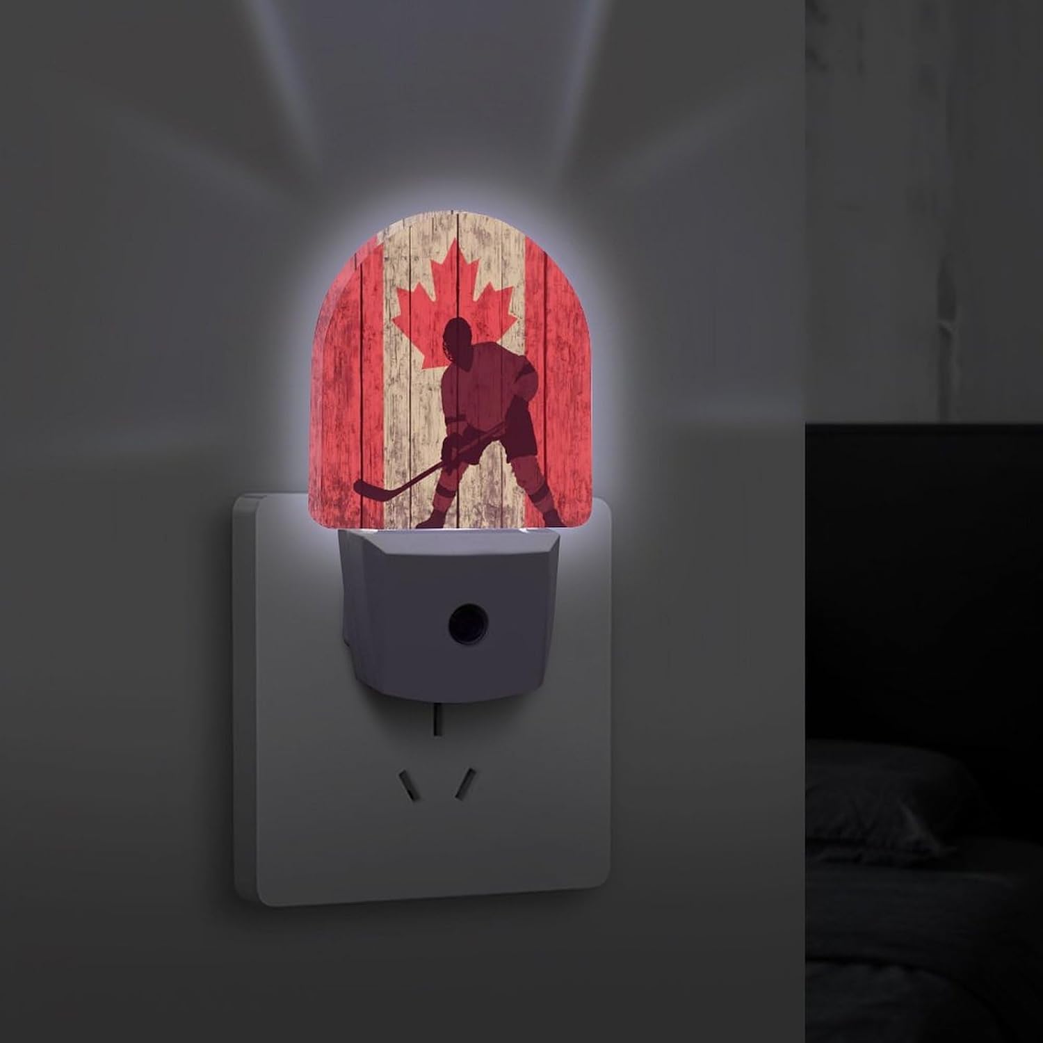 Canada Hockey Player Night Light LED Night Lights Plug Into Wall 11.2x7.5x5cm image 4