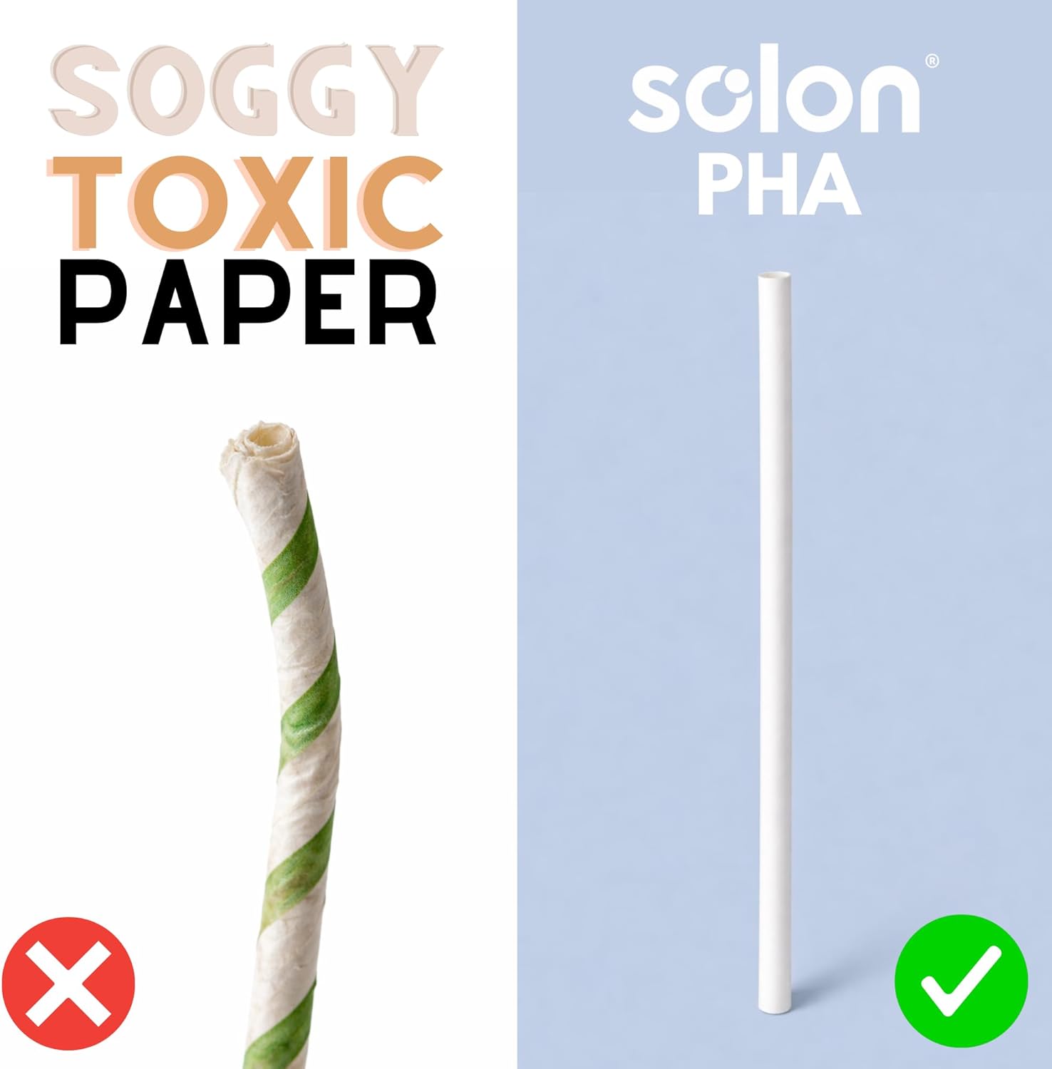 Biodegradable New Wave Straws, 3000 Count Bulk, Unwrapped, 7.75", PHA, Hot and Cold Drinks, Free of Microplastics and Toxins, Won’t Get Soggy, Restaurant & Cafe Supply