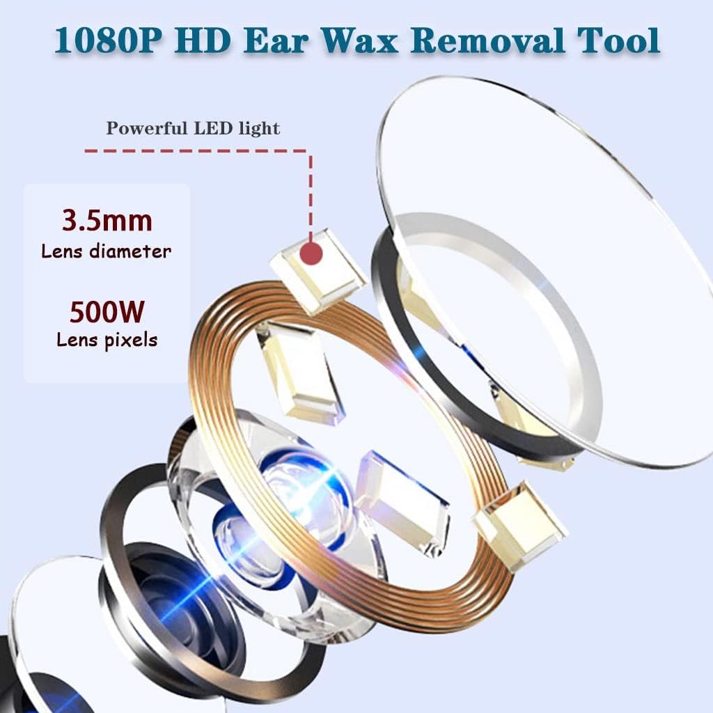 Ear Cleaner Tool with Camera Professional Wireless Illuminated Otoscope, 600W Pixel HD Camera, 3.5mm Lens Ultra-fine Ear Wax Removal Tool, for Animals, People