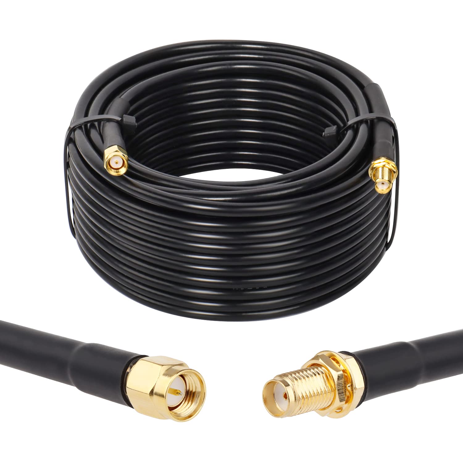 XRDS -RF Câble coaxial RG58 50 Ohm à faible perte en cuivre pur pour antenne d'équipement SDR, radio jambon, antenne 3G 4G LTE, ADS-B, GPS, etc. 10,7 m