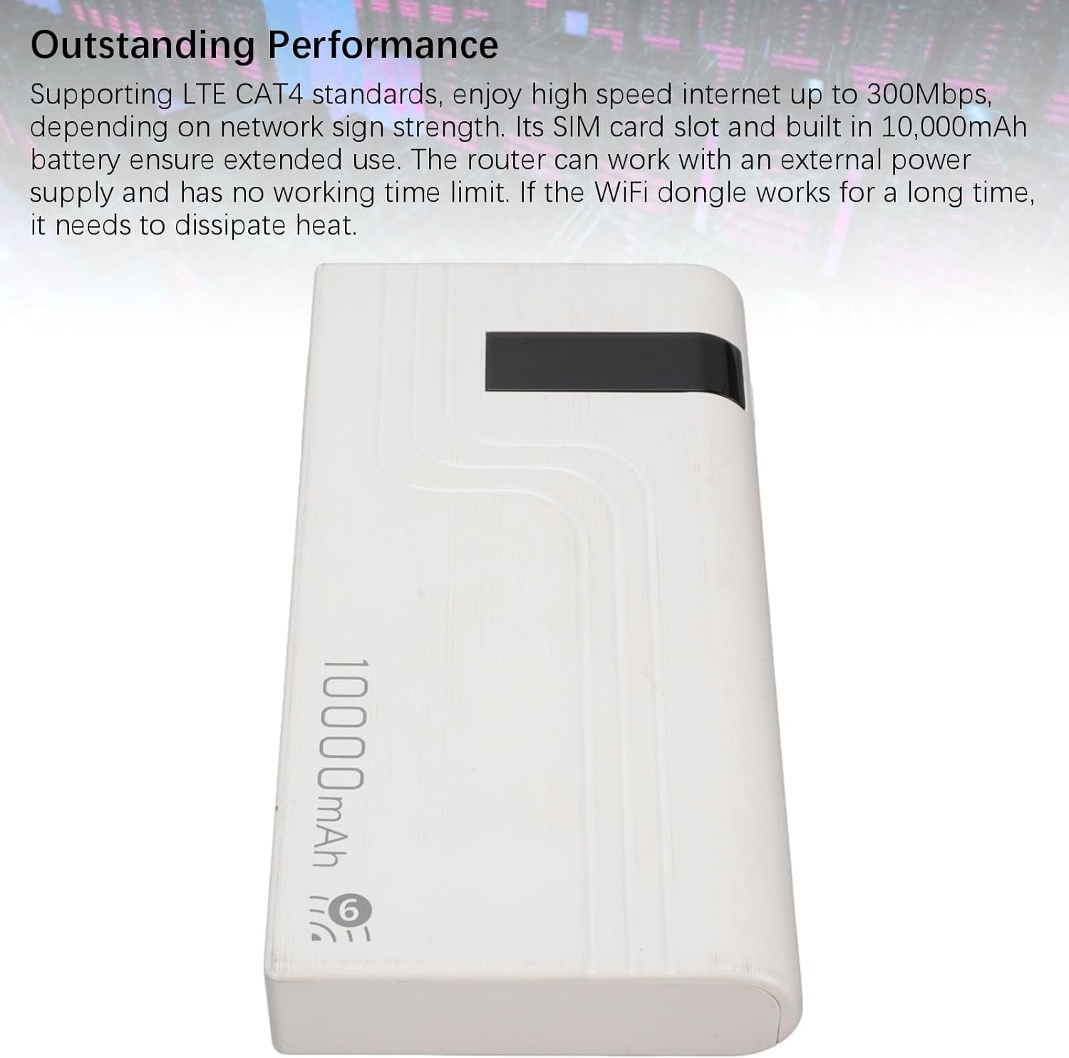 Tangxi 4G LTE Mobile Hotspot Router, Unlocked 300Mbps Wireless WiFi Modem with SIM Card Slot and 10000mAh Battery, for Travel Outdoor Gaming Smartphones Tablets Laptops