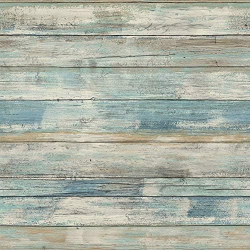 Hode Folia samoprzylepna o wyglądzie drewna, niebiesko-zielona, 30 x 300 cm, tapeta samoprzylepna, na meble, ściany, szuflady, tylna ścianka kuchenna, meble łazienkowe, "zrób to sam", wodoszczelna