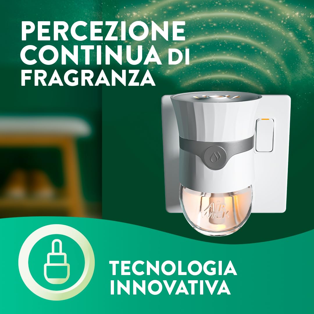 Air Wick Diffusore Elettrico di Oli Essenziali, 1 Diffusore completo gadget, 1 Ricarica per Diffusore Elettrico, Fragranza Dolce Vaniglia e Burro di Karitè