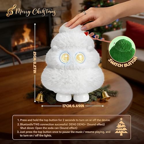 Miniatura 5 de Altavoz Bluetooth de felpa de árbol de Navidad, altavoz inalámbrico de peluche suave con sonido claro, altavoz portátil recargable para dormitorio