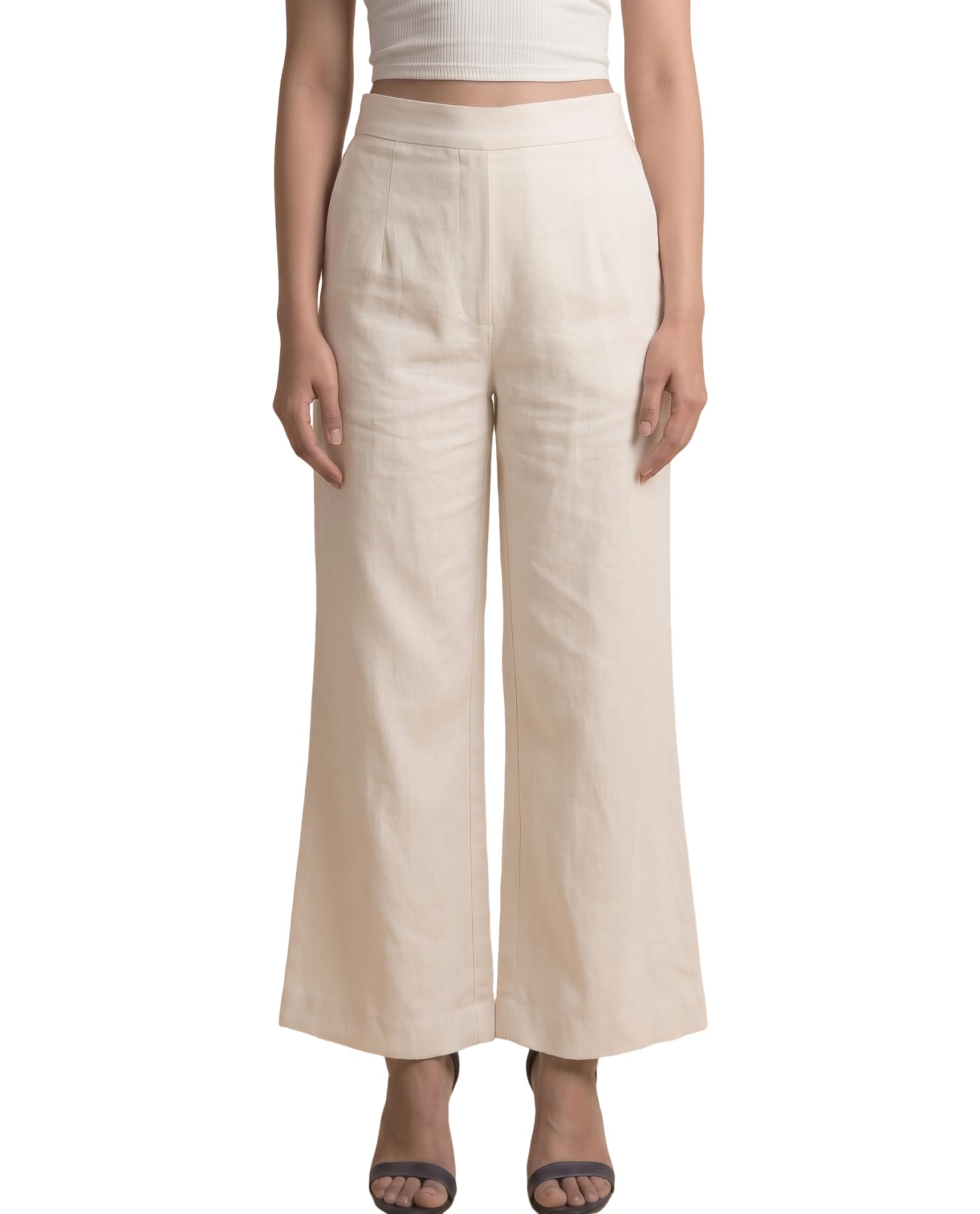 Linen Cotton Wide Leg Trouser for Women Straight Loose Fit Korean Style Parallel Palazzo Pants Casual Formal Office Wear-image-43
