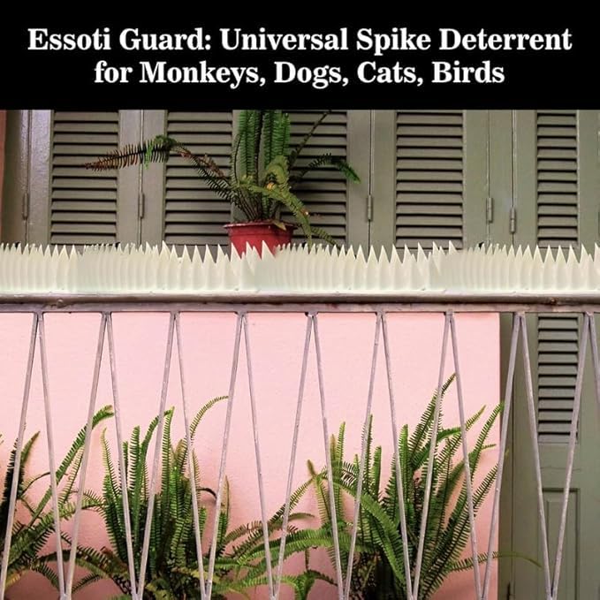 Image of Essoti Guard: Universal Plastic Spike Deterrent for Monkeys, Dogs, Cats, Birds - Ideal for Railings, AC Units, and More! (20, Green)