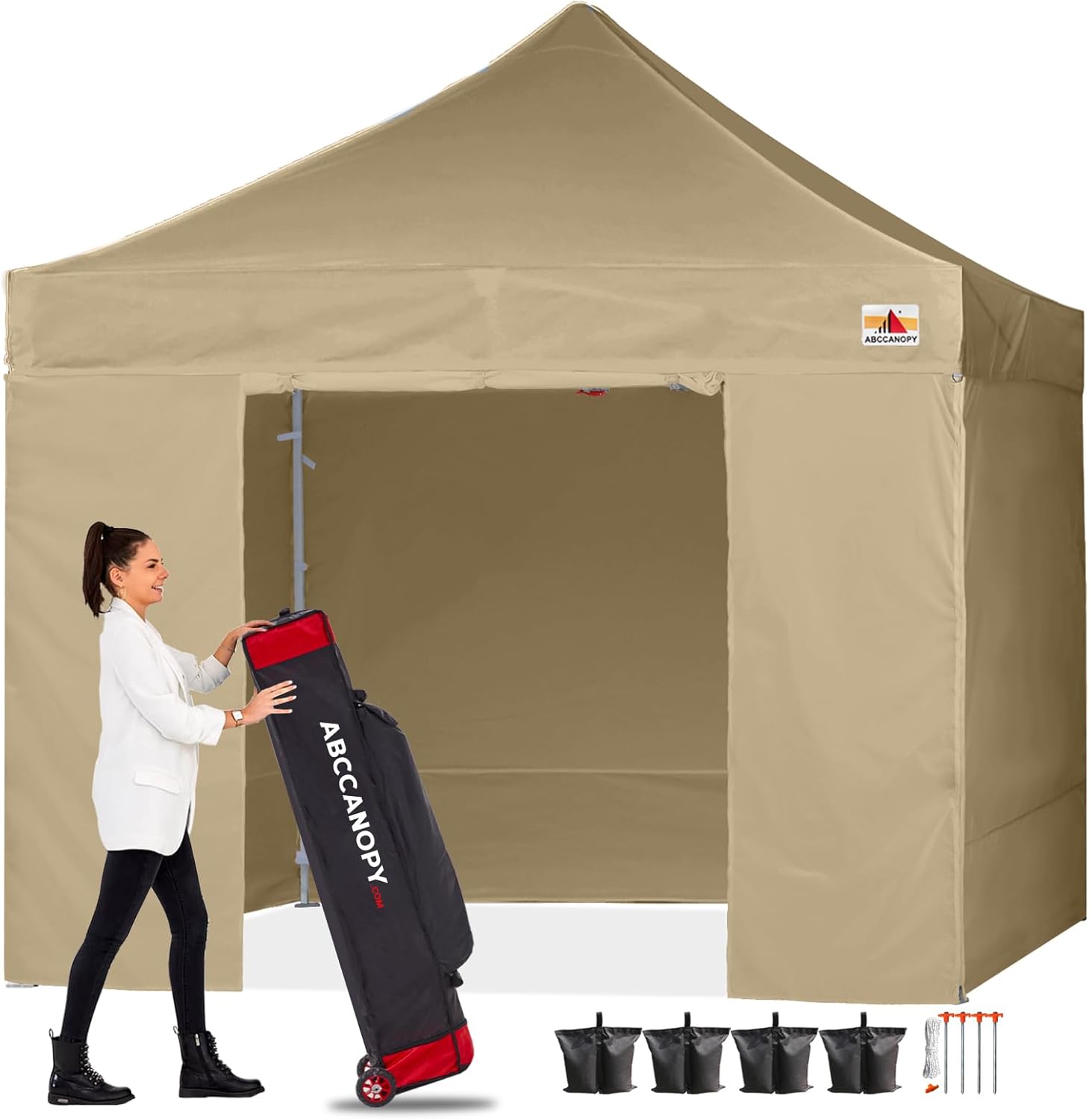 ABCCANOPY タープテント 3mx3m 2.5mx2.5m 横幕4枚 大型テント 6-8人用 タープ テント 日除け タープ