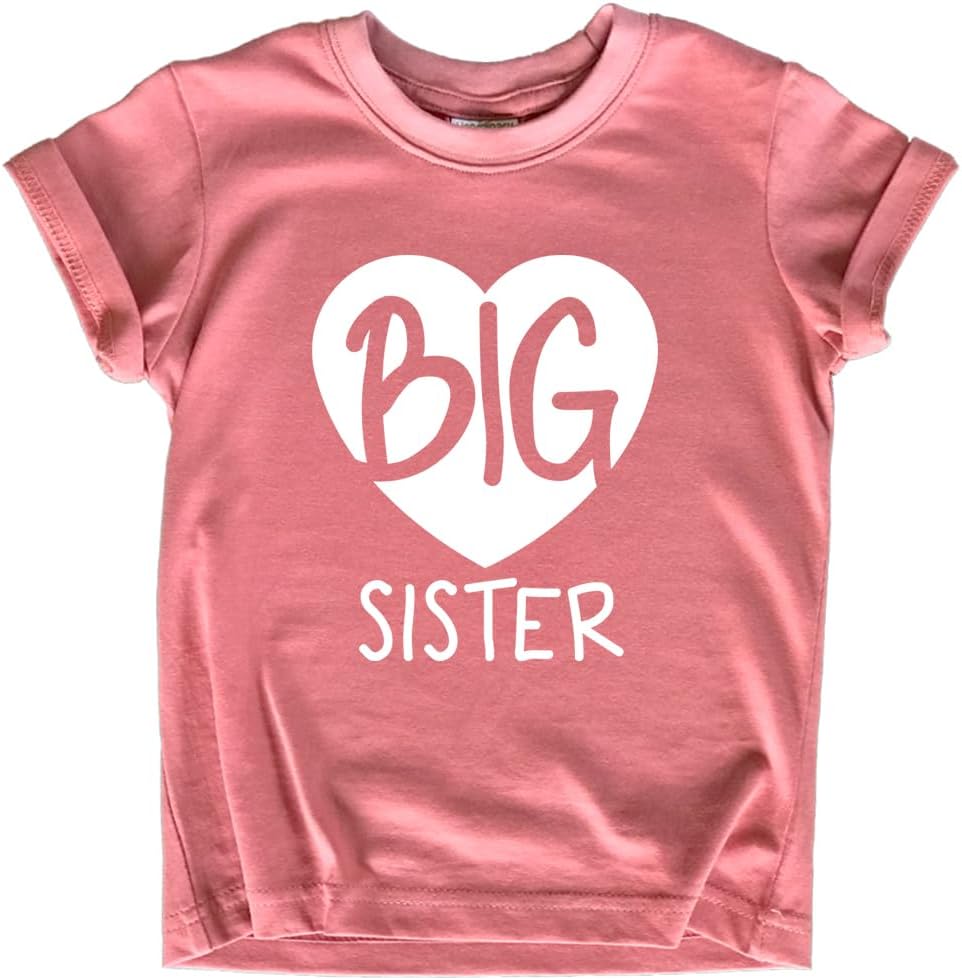 Big Sister Shirt Heart Big Sister Announcement Shirt Toddler Girl Promoted Outfit Baby Girls tee