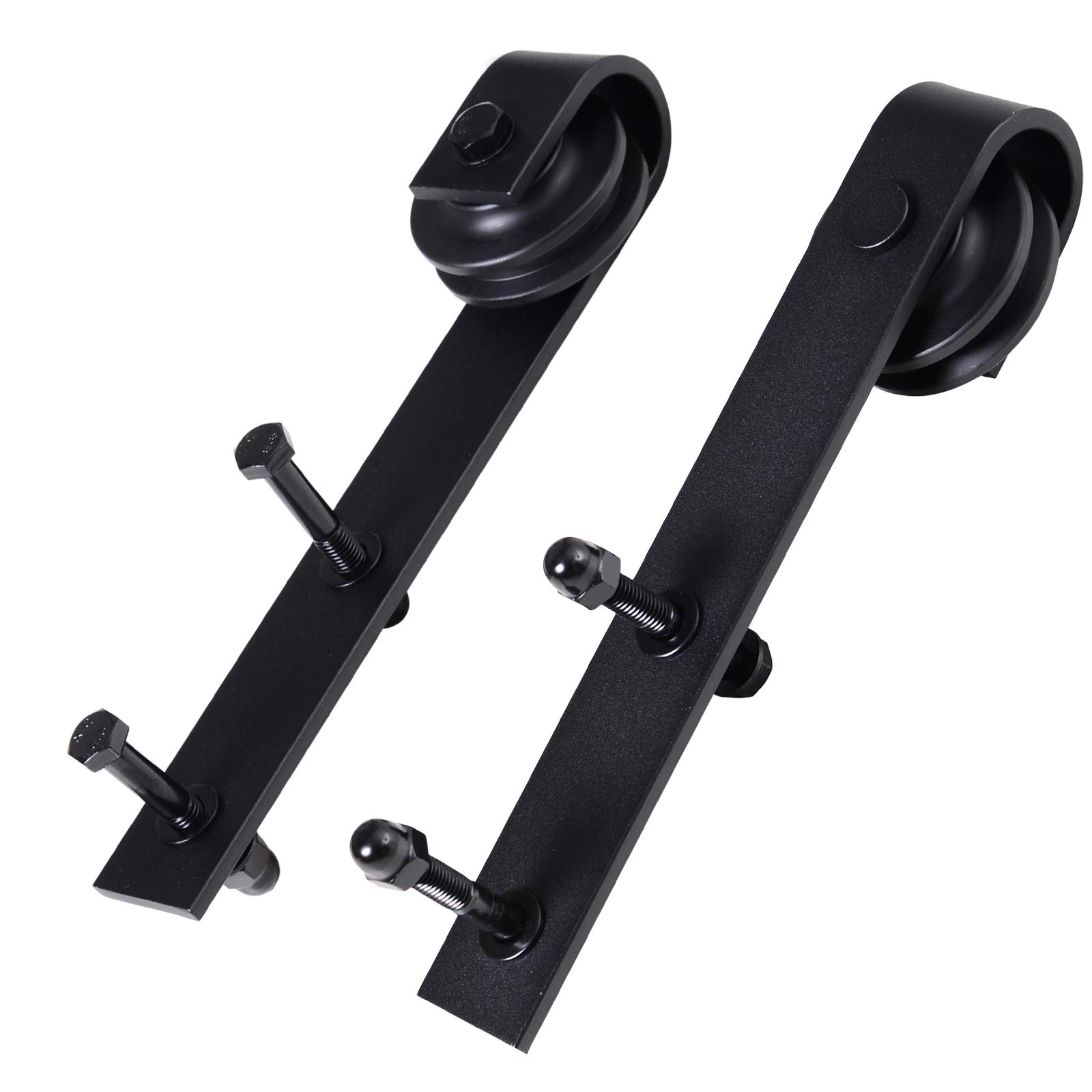 HOMCOM 200cm Binario per Porta Scorrevole Kit Accessori con Binario e Rulli Tappi in Stile Rustico Portata 90kg Acciaio al Carbone Nero