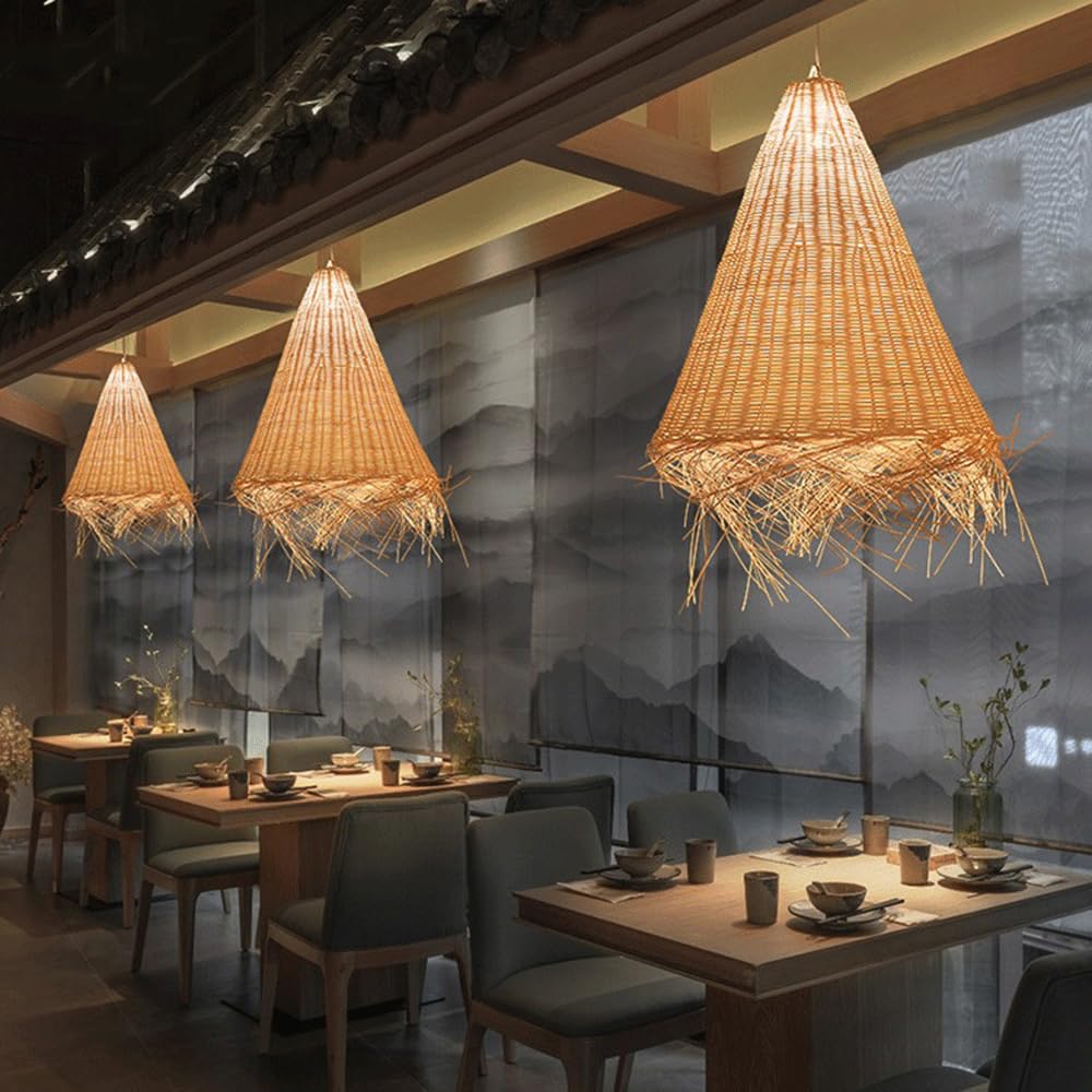 Wisząca Lampa Wisząca Z Rattanu W Stylu Boho, Ręcznie Tkana Wiklina, Do Jadalni, Do Salonu, Sypialni, Kuchni, Na Wyspę, Do Restauracji, Baru. CJSLXGBL