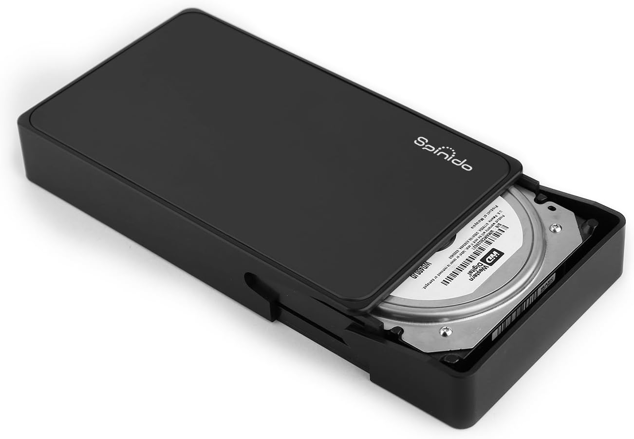 Spinido Support UASP SATA III USB 3.0/2.0 Aluminum External Tool-free Hard Disk Drive Enclosure & Mobile Device Optimized For 3.5 Inch HDD (Black)