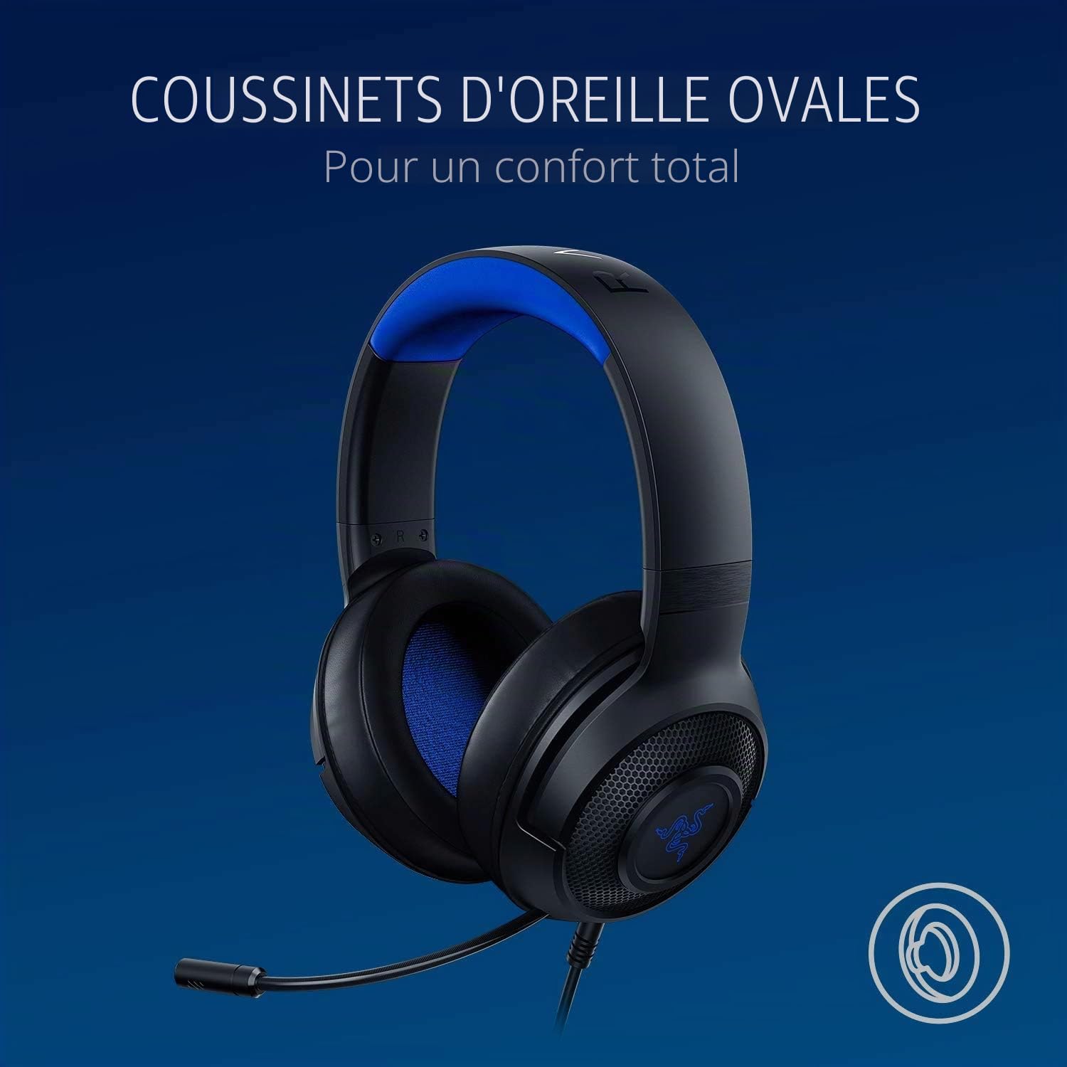 Razer Kraken X Casque de Jeu Ultra léger pour Console - Son Surround 7.1 - Cadre léger - Microphone cardioïde Pliable pour PC, Xbox, PS4, Nintendo Switch - Bleu/Noir