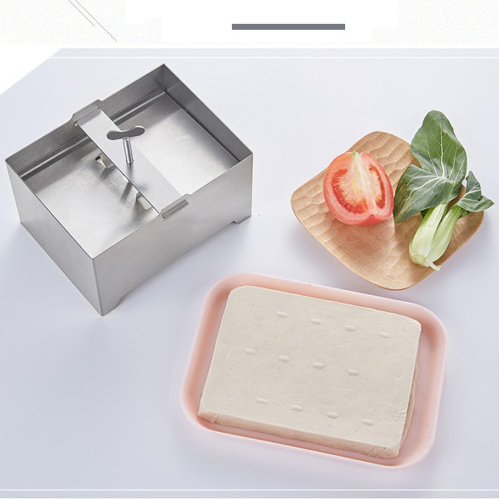 Aisny Tofu Press, Materiali per Tofu Pressa in Acciaio Inossidabile in Kit per Tofu per Uso Alimentare con Piastra e Garza Stampo per Pressa per Tofu per Cucina Produzione di Tofu, 16 x 12 x 9 cm