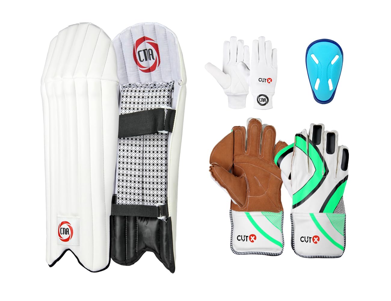 CUT X Cricket Wicket Keeping Gloves/Legguard/Helmet/Inner Gloves/Abdo Guard/Bag for Men Combo Offer Complete Set (Club) (with Inner and AD)-image-14