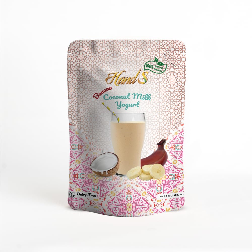 HandS Dairy-Free Coconut Yogurt with Banana | Plant-Based Vegan Yogurt Drink with Pulp & Palm Sugar Crystals | No Preservatives | Natural & Chemical-Free | 200g - Pack of 1